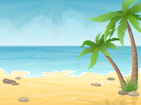 Sea Clipart Background, Writing Cartoons, Palm Tree Background, Tropical Beach Vacation, Sea Clipart, Sea Background, Beach Clipart, Days Of Creation, Sand And Sea