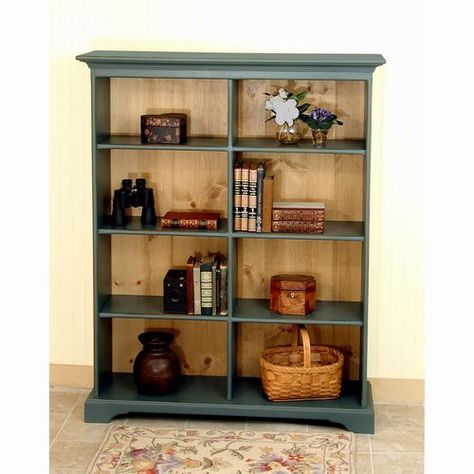 Double Bookshelf, Farmhouse Bookcase, Double Bookcase, Early American Furniture, Living Room Decor Country, Beautiful Bookshelf, Farmhouse Living Room Furniture, Rustic Farmhouse Living Room, French Country Furniture