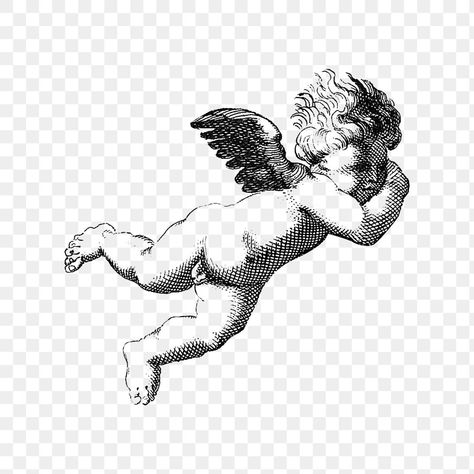 Cupid Vintage, Cupid Cherub, Angel Illustration, Png Illustration, Baby Scan, Png Aesthetic, Book Binding, Free Illustrations, Vintage Painting