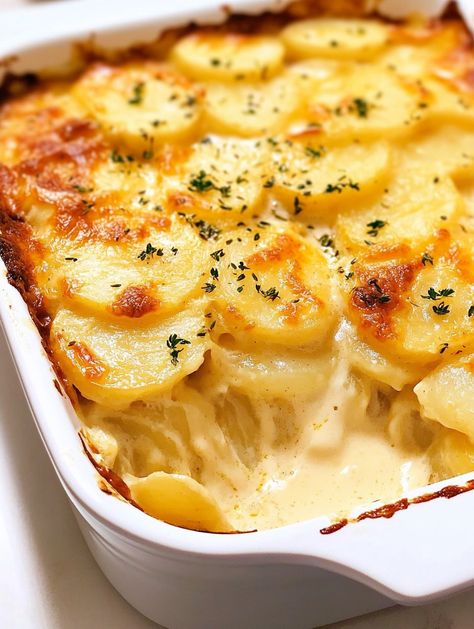 Scalloped Potatoes Scalloped Mashed Potatoes, Egg Potato Recipes, Scallop Potato Recipes, Potato Scallop Recipe, Aartappel Resepte, Cheesy Meals, Scallop Potatoes, Scalloped Potato, Scalloped Potatoes And Ham