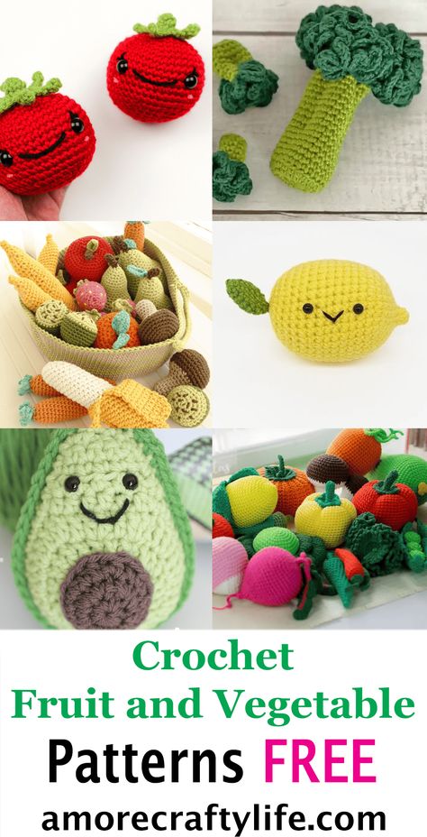 17 Best Crochet Fruit and Vegetables: Free Patterns - A More Crafty Life Banana Pattern, Giraffe Crochet, Cozy Crochet Patterns, Crochet Fruit, Pola Amigurumi, Crochet Baby Toys, Crochet Food, Crochet Gift, Crochet Kitchen