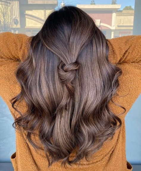 Light Chocolate Highlights with Shadow Roots Chocolate Brown Hair Ideas, Light Chocolate Brown Hair, Chocolate Brown Balayage, Chocolate Highlights, Chocolate Blonde, Brown Hair Ideas, Shadow Roots, Dark Chocolate Hair, Dark Chocolate Brown Hair