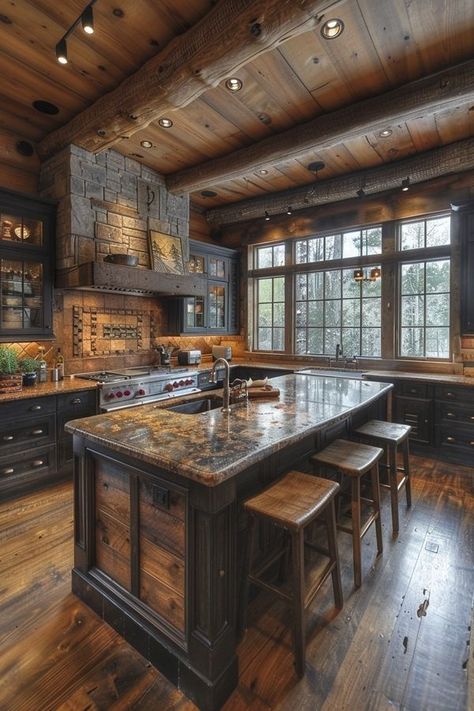 Ranch Interior Design, Ranch Interior, Rustic Homes, Garage Dimensions, Just Beautiful, Dream House Exterior, Exterior Decor, Rustic Cabin, Design Kitchen