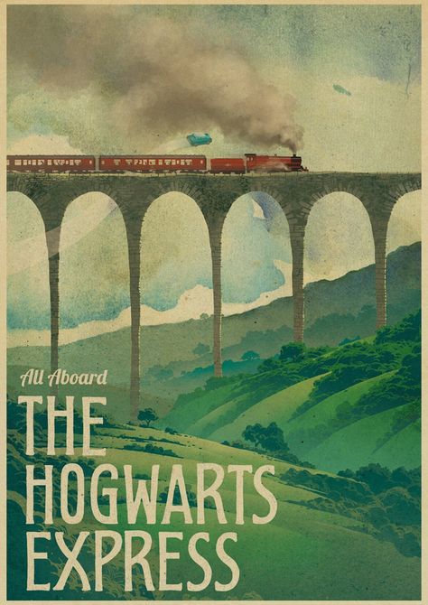 Poster Harry Potter, Typographie Logo, Printable Wall Collage, Harry Potter Poster, Vintage Poster Design, Dorm Posters, Diagon Alley, Hogwarts Express, Poster Room