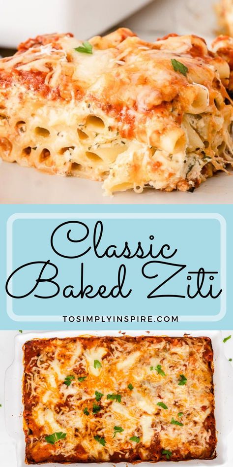 3 Cheese Ziti Pasta, Greek Baked Ziti, Baked Ziti Authentic, Bake Ziti Recipe Meatless, Cheese Ziti Bake, Million Dollar Ziti Bake, Essen, Five Cheese Baked Ziti, Baked Ziti For A Large Crowd