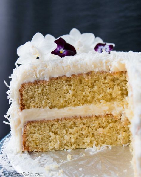 This delicious made-from-scratch coconut cake is infused with natural coconut flavor, and topped with a sweet-tangy cream cheese frosting. Ina Garten Coconut Cake, Homemade French Onion Dip, Best Ina Garten Recipes, Hot Milk Cake, Barefoot Contessa Recipes, Sweet Potato Fries Baked, Coconut Cake Recipe, White Cake Recipe, Ina Garten Recipes