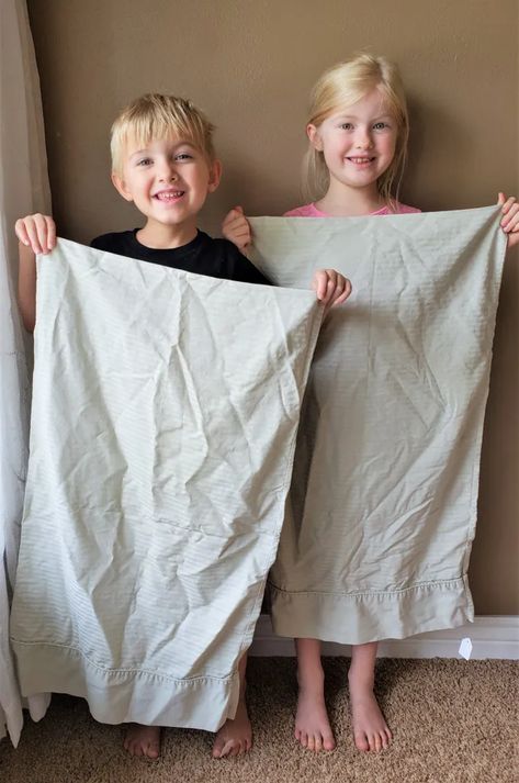 DIY Pillowcase Biblical Costumes - Part 1 - Yes You Can Costumes Jesus Costume For Kids, Nativity Scene Costumes Diy, No Sew Shepherd Costume, Christmas Play Costumes Diy, Diy Biblical Costumes, Shepherd Costume Diy, Bible Costume Ideas, Diy Mary And Joseph Costumes, Shepard Costume Diy Kid