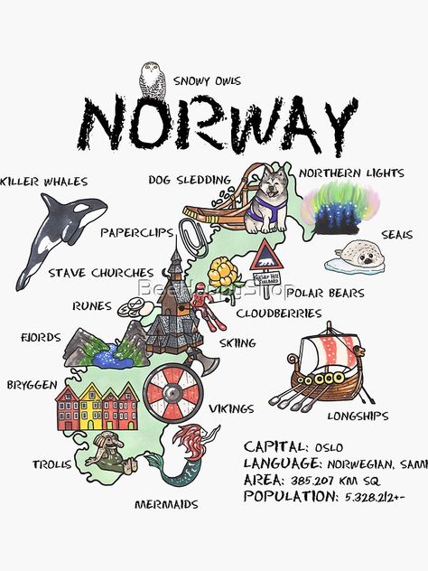 Norway Map, Norway Travel Guide, Norway Language, Norway Viking, Map Sticker, Scandinavia Travel, Nordic Countries, Norway Travel, Zipper Pouches