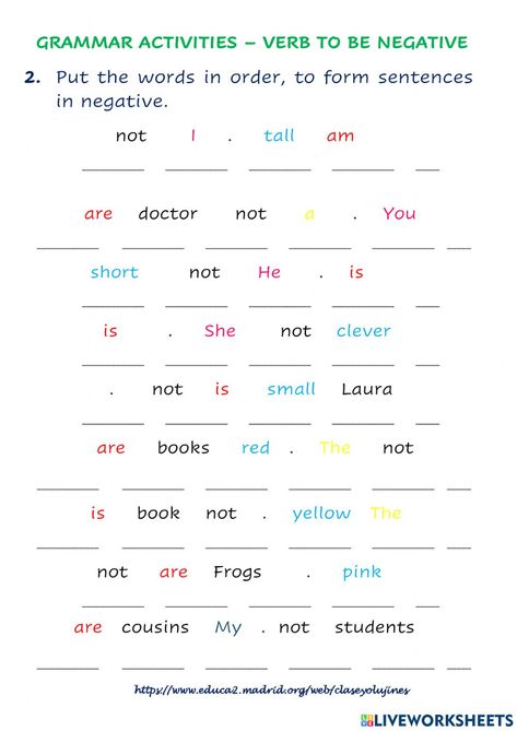 To Be Sentences Worksheet, Am Is Are Negative Worksheets, Verb To Have Negative Worksheet, To Be Verbs Worksheet, Negative Form Worksheet, Verbs Worksheet Grade 3, Verb To Have Worksheet, Verb To Be Worksheets, To Be Worksheet