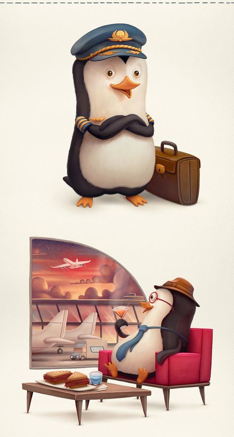 Do All Travel Agency Mascot on Behance Penguin Illustration, Snow Animals, Penguin Drawing, The Penguins, Penguin Art, Game Illustration, Motion Design Animation, Creative Poster Design, Mascot Design