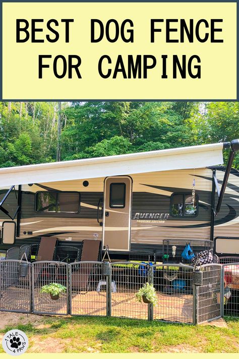 Campsite Fence Ideas, Camping Dog Fence, Rv Dog Fence, Rv Dog, Rv Pet, Camper Dog, Camping With Dogs, Rv Decorating, Motorhome Remodel