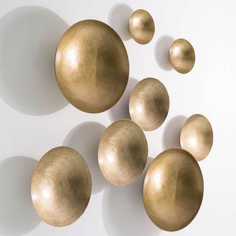 Global Views Studio A Indira Antique Brass Large Wall Bowl 7.90432 | Bellacor Brass Wall Art, Geometric Inspiration, Global Views, Abstract Decor, Media Wall, Small Wall, Decoration Design, Minimalist Wall Art, Wall Sculptures