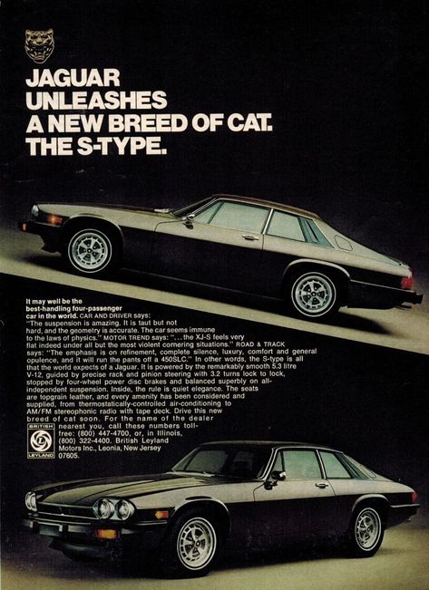 Available for purchase is this beautiful, original vintage magazine advertisement for the 1977 Jaguar XK-S, salvaged from the November, 1976 issue of Playboy magazine. * This fine example of classic, automotive advertising ephemera is easily suited for framing, and would make a great addition for any collector or automobilia enthusiast who is a fan of British imports and Jaguar lore! * Measuring in at 11" x 8", this item comes with FREE SHIPPING! * Note that this is an original advertisement -no Old Car Ads, Vintage Magazine Ads, Automotive Advertising, Jaguar Cars, Old Vintage Cars, Ad Car, Jaguar S Type, Vintage Poster Design, Cars Vintage