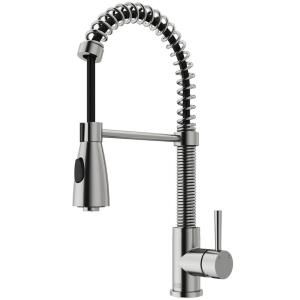 VIGO Gramercy Single-Handle Pull-Down Sprayer Kitchen Faucet in Stainless Steel VG02008ST - The Home Depot Industrial Kitchen Faucet, Contemporary Kitchen Decor, Kitchen Design Styles, Kitchen Faucet With Sprayer, Retractable Hose, Black Kitchen Faucets, Bar Faucets, Single Handle Kitchen Faucet, Farmhouse Sink Kitchen