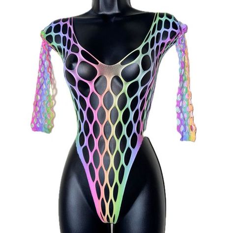 Loved this item! Will buy again! Rainbow Harness, Rave Harness, Vtuber Reference, Rainbow Leotard, Sexi Clothes, Girlfriend Clothes, Rainbow Bodysuit, Rave Fits, Rave Babe