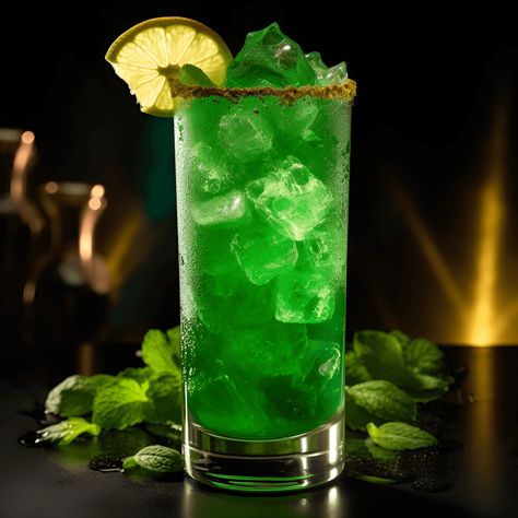 Ingredients: Irish whiskey:1.5 oz · Sour apple schnapps:1 oz · Lemon-lime soda:2 oz · Ice:1 cup · Green apple slice:1 · Mint sprig:1 Midori Cocktails, Leprechaun Cocktail, Soda Cocktails, Cucumber Cooler, Green Cocktails, Midori Sour, Cocktails Made With Gin, Apple Schnapps, Cranberry Punch