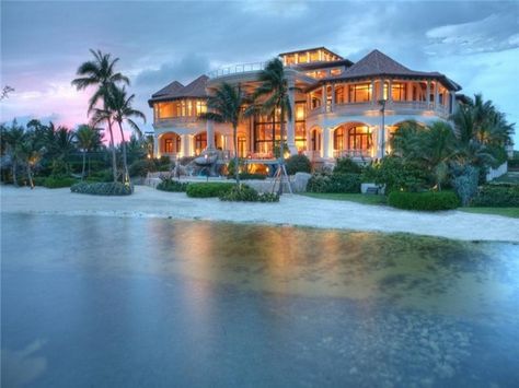 Located on Grand Cayman, this jaw-dropping vacation home is 48,000 square feet of over the top opulence. Click the image to see photos of the interior! Worth every "penn-ty" of that 60-million-dollar price tag. Ocean Front Homes, Luxury Beach House, Dream Beach Houses, Beach House Design, Dream Beach, Decor Minimalist, My Dream Home, Future House, Exterior Design