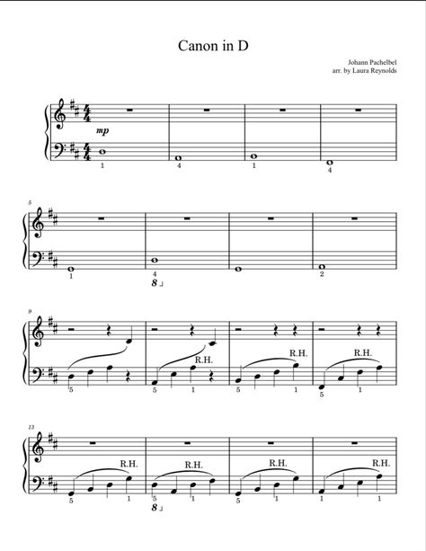 Piano Sheet music using music notes for Pachelbel’s Canon in D. Beginner Piano Sheet Music, Johann Pachelbel, Canon In D, Beginner Piano, High School Music, Sheet Music Book, Easy Piano Sheet Music, Piano Songs, Writing About Yourself