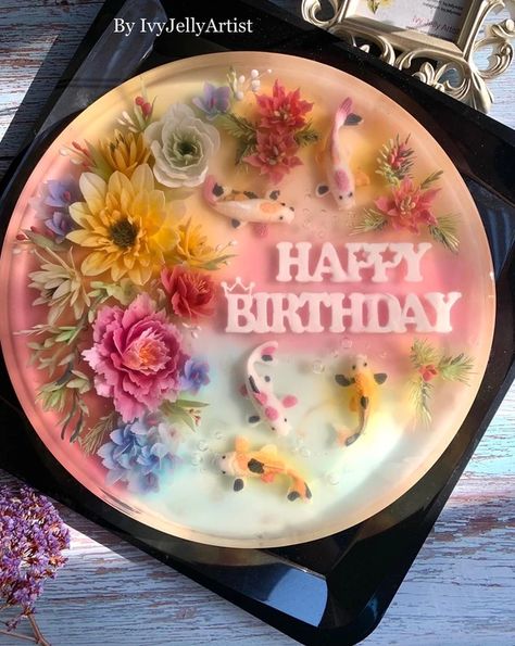 Puding Art, 3d Jelly Cake, Flower Jelly, Flower Desserts, Jelly Flower, Jelly Desserts, Jelly Art, Creative Food Art, Jelly Cake