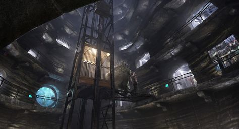 ArtStation - Unproduced Movie Prison Wing (2014), Phil Saunders Underground Prison, Prison Drawings, Prison Cell, Dark City, Post Apocalypse, Dnd Art, Super Villains, Environment Concept Art, Environmental Art