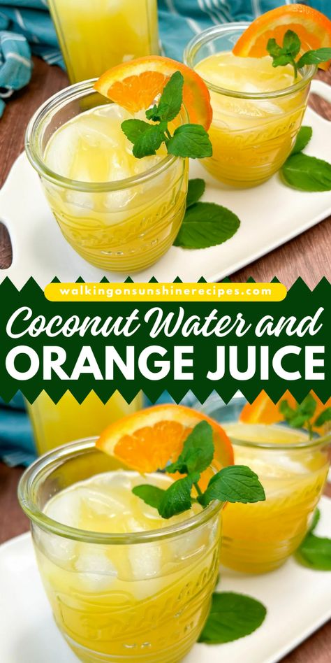 Beat the heat and quench your thirst with this refreshing Coconut Water and Orange Juice drink! Infused Water, Juicing Recipes With Coconut Water, Juicer Ideas, Coconut Water Drinks, Coconut Water Recipes, Orange Juice Drinks, Breastfeeding Foods, Hydrating Drinks, Infused Water Recipes