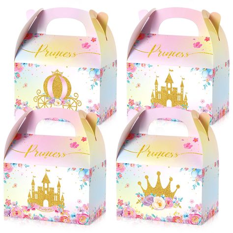 PRICES MAY VARY. Princess Party Gift Boxes: princess party favor boxes include 3 different styles of pink princess baby shower gift bags, the pink and gold castle crown carriage pattern is very suitable for party gift boxes; Different quantities are available for you to choose from to meet your various party needs Romantic Design: pink princess goodie box takes the pink princess as the theme, adopts colorful flowers and dazzling golden castle, crown and carriage patterns, with bright colors and Fairy Birthday Party Decorations, Fairy Garden Box, Pink Princess Baby Shower, Fairy Party Favors, Prince Castle, Princesa Real, Baby Shower Gift Bags, Princess Party Favors, Prince Baby Shower