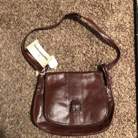 Brown Purses And Handbags, Thrift Purses, Thrifted Bags, Dark Brown Leather Bag, 90s Bag, Inside Purse, Paper Grocery Bags, Brown Leather Purse, Fall Bags