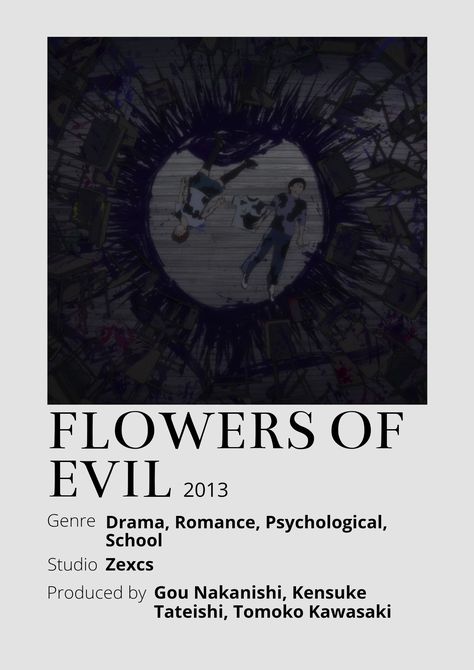 Psychological Anime Recommendations, Flowers Of Evil Anime, Flowers Of Evil Manga, Anime Recomendation, Psychological Anime, Thriller Anime, Flowers Of Evil, Flower Of Evil, Poster Information