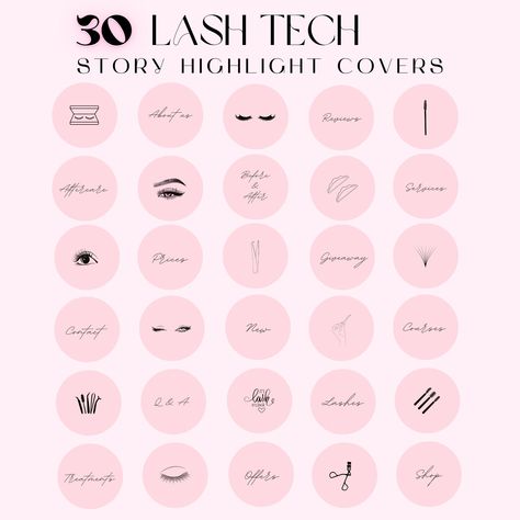 Lash Highlight Icons Instagram, Lash Tech Highlight Covers, Lash Instagram Highlight, Lash Instagram, Soft Pink Aesthetic, Lash Tech Instagram, Ig Highlight Covers, Pink Salon, Pink Color Schemes