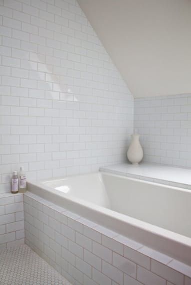 attic bath Modern Victorian Home, Modern Victorian Homes, Bathtub Shower Combo, Built In Bathtub, Drop In Tub, Refinish Bathtub, Bathtub Remodel, Tub Surround, Bathroom Tub