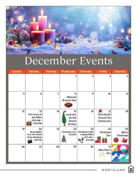 Check out these fun events in December at Candlewood! #Apartments #CorpusChristi #CorpusChristiApartments #ApartmentLiving #luxuryapartments #LoveWhereYouLive #Community #Amenities #WeLoveOurResidents #ResidentEvents #HappyHolidays National Brownie Day, Resident Events, Gift Wrapping Station, Community Amenities, Happy December, Coffee And Donuts, Excited To See You, Merry Christmas Eve, Sunday Monday Tuesday