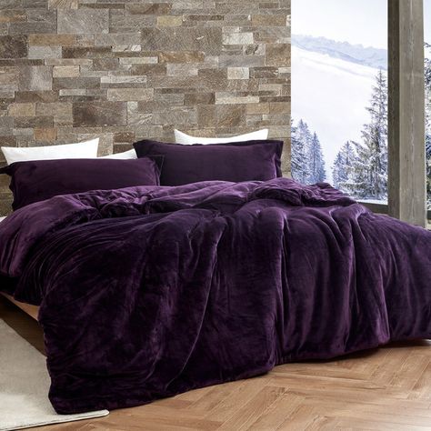 Purple Velvet Duvet Cover, Purple Velvet Comforter, Purple And Orange Bedding, Purple Velvet Bedding, Whimsigoth Bedroom Purple, Dark Purple Bedroom Aesthetic, Purple Gold Bedroom, Whimsigoth Bed, Whimsigoth Bedding