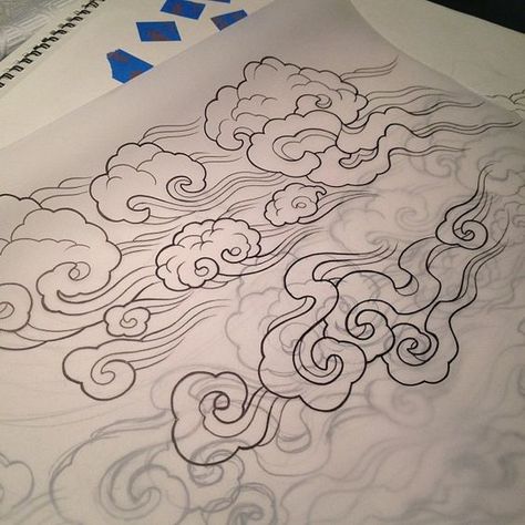 Tibetan clouds-must incorporate this into my snow leopard tattoo design! Wind Tattoo, Tattoo Background, Cloud Tattoo, Asian Tattoos, Japan Tattoo, Japanese Tattoo Designs, Tibetan Art, Japanese Tattoo Art, Tattoo Outline