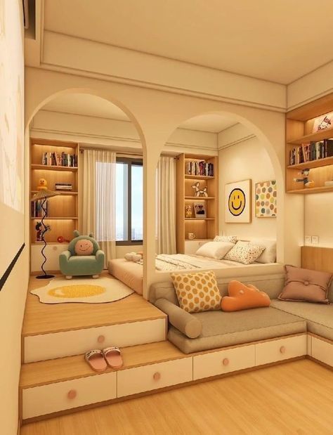 Daughter Room Bed Design, Ideas For Small Rooms, Sleeping Nooks, Japanese Style Tiny House, Condo Plan, Dream Bedroom Inspiration, Interior Design Your Home, Dream Apartment Decor, Small Room Design