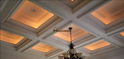 Trendy Ceiling Design, Crown Lighting, Living Room False Ceiling Design, Room False Ceiling Design, Waffle Ceiling, Coffered Ceiling Design, Ceiling Design Ideas, Ceiling Materials, Roof Ceiling