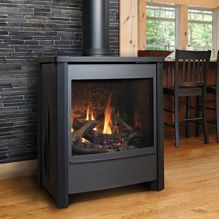 Kingsman FDV451 Free Standing Direct Vent Gas Stove | WoodlandDirect.com: Gas Stoves #LearnShopEnjoy Mountain Fireplace, Free Standing Gas Stoves, Direct Vent Gas Stove, Wyoming House, Fire Stove, Fireplaces Ideas, Door Options, New Stove, Housing Design