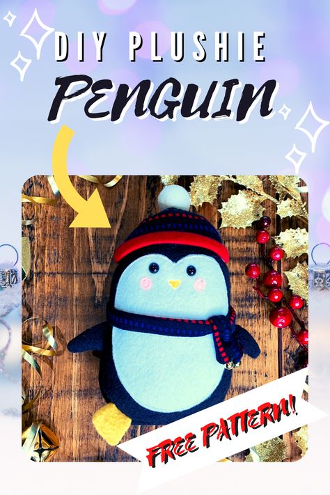 free penguin plushie sewing pattern Plushie Penguin, Penguin Kawaii, Diy Penguin, Quick Sewing Gifts, Pattern Free Sewing, Penguin Plushie, Plushies Diy, Penguin Pattern, Beginner Sewing Patterns