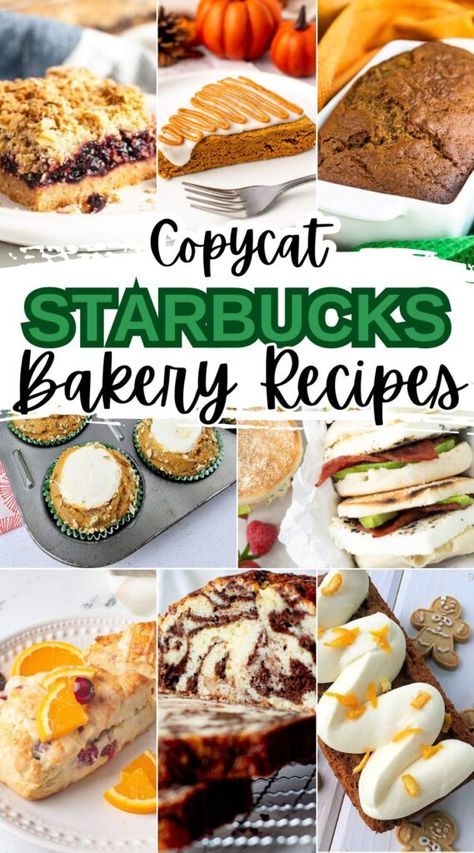 Starbucks copycat bakery recipes. Indulge in the flavors of Starbucks right from your own kitchen with these mouthwatering copycat bakery recipes! From a lemon loaf to pumpkin spice bread, these homemade treats will satisfy your cravings while saving you money. Perfect for breakfast, dessert, or any time in between. #copycatstarbucks #dessert Starbucks Baked Goods Recipes, Starbucks Pastry Recipes, Starbucks Muffins Copycat, Starbucks Oatmeal Copycat, Bakery Copycat Recipes, Copycat Baking Recipes, Starbucks Bakery Recipes, Great Harvest Recipes Copycat, Copycat Starbucks Pumpkin Bread