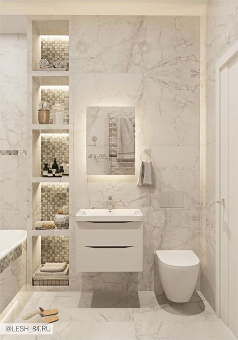 Bathroom With Marble, Drømme Bad, Washroom Design, Small Bathroom Makeover, Bathroom Design Decor, Bathroom Remodel Shower, Bathroom Decor Ideas, Toilet Design, Bathroom Design Luxury