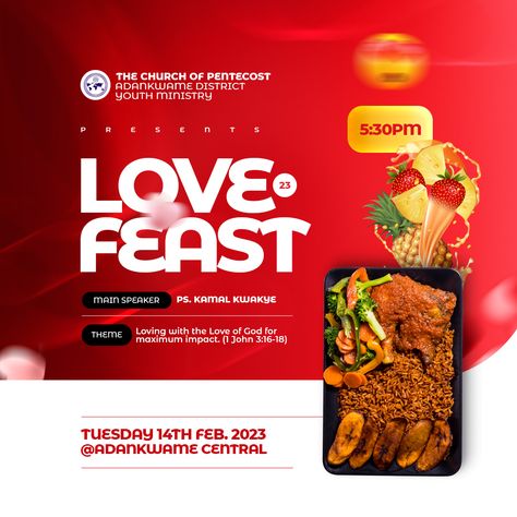 Love Feast Design, Love Feast Background, Love Feast Church Flyer Design, Love Feast, Menu Flyer, Church Media Design, Banner Design Inspiration, Church Poster Design, Flyer Design Inspiration