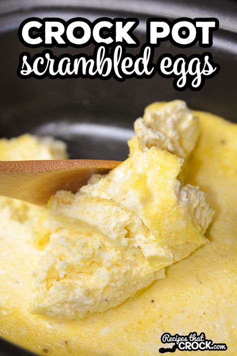 Need an easy way to make scrambled eggs for a crowd? Our Crock Pot Scrambled Eggs Recipe makes the fluffiest flavorful scrambled eggs and your slow cooker does all the work! This recipe is perfect for holiday breakfast or brunch OR to make to reheat for a hot breakfast for the week! Crock Pot Scrambled Eggs, Crockpot Scrambled Eggs, Scrambled Eggs For A Crowd, Eggs In Crockpot, Eggs For A Crowd, Breakfast Ideas For A Crowd, Easy Scrambled Eggs, Scrambled Eggs Recipe, Breakfast For A Crowd