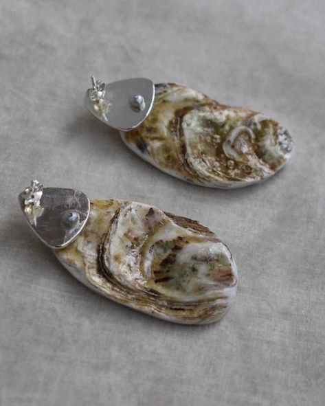 Corbey 05 earrings. Totally unique hand polished oyster shell earrings riveted on a silver setting with a freshwater pearl. Designed and handmade by me by the sea in Bordeaux. 1/10 limited edition Only 3 pairs left 🦪 #goldhoops #fish #fishnecklace #motherofpearl #pearls #smalljewellerybusiness #jewellery #silverearrings #beachjewellery Sterling Silver Oyster Bracelet, Handmade Silver Shell Earrings, Handmade Sterling Silver Shell, Handmade Shell-shaped Pearl Earrings, Handmade Silver Shell-shaped Pearl Earrings, Fish Necklace, Oyster Shell, Shell Earrings, Gold Hoops