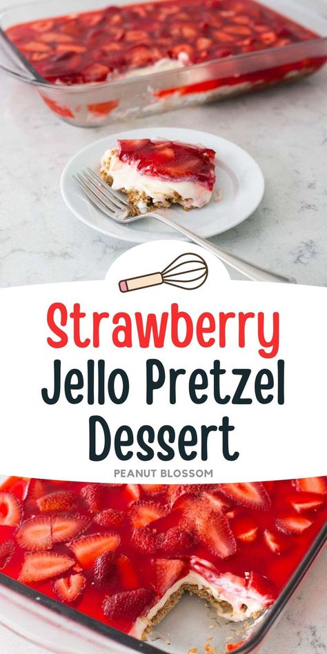 Strawberry Jello Pretzel Dessert, Jello Pretzel Dessert, Layered Jello Recipe, Strawberry Pretzel Jello, Strawberry Pretzel Jello Salad, Pretzel Jello, Jello Pretzel Salad, Graham Cracker Dessert, Pretzel Dessert