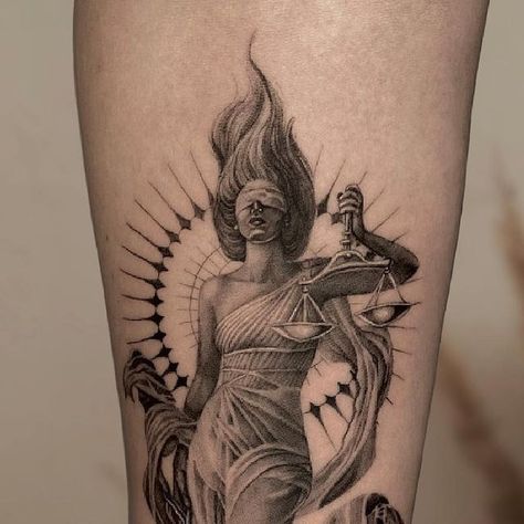 Rose’a’Line Tattoostudio WIEN on Instagram: "From a while ago. Small black and grey microrealistic tattoo of Lady Justice on her forearm. Thanks for your trust 🤍 • • Sabrina aka @rose_a_line.tattoo • • • #justice #ladyjustice #mythologytattoo #realisticart #realistictattoo #smalltattoo #fineline #finelineart #finelinewien #wientattoo #finelinevienna #viennaink #viennatattoo #microrealismo #blackwork #tattoowien" Justice Lady Tattoo, Justice Tattoo For Women, Tattoo Of Lady, Lady Of Justice Tattoo, Blind Justice Tattoo, Goddess Of Justice Tattoo, Microrealistic Tattoo, Lady Justice Tattoo Design, Lady Justice Tattoo