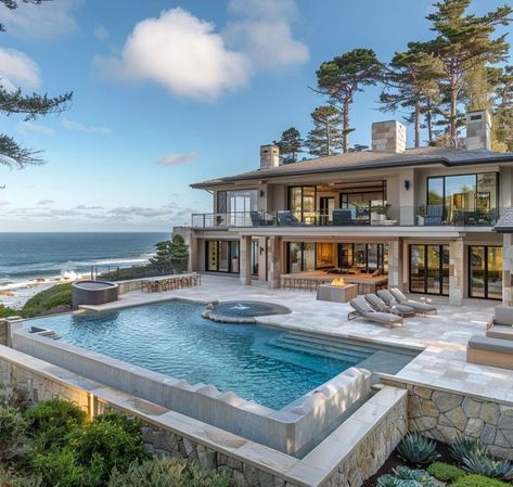 Beach Front Mansion, Coastal Beach House Exterior Ocean Views, Beach House Mansion Exterior, Luxury Beach House Exterior, Dream Beach Houses Luxury, Modern Beach Mansion, Beachside Mansion, Mansion By The Sea, Beach House Mansion