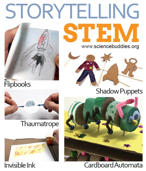 Imagine Your Story - STEM Activities for Storytellers of All Ages! | Science Buddies Blog Cardboard Automata, Storytelling Activities, Steam Night, Story Telling Activities, Steam Ideas, Engineering Activities, Kid Ink, Science Club, Summer Reading Program