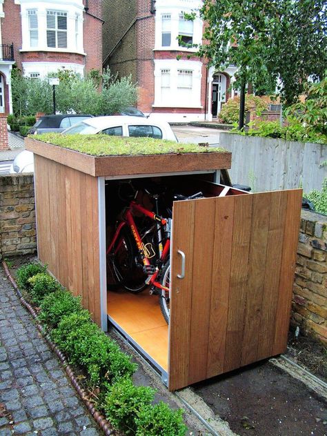 Space Garden, Simple Garden, Small Sheds, Outdoor Biking, Bike Shed, Bike Storage, Shed Plans, Garden Storage, Storage Shed