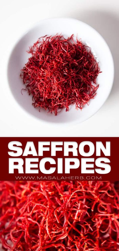 Saffron Tips and Recipes - Learn how to use saffron in your cooking. This valuable spice from a flower is unique and will color your food yellow golden. I share tips so that you buy only real saffron and no fakes. www.MasalaHerb.com