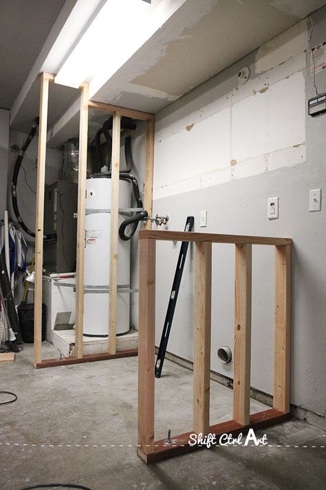 Building a laundry nook in the Garage Garage Laundry Rooms, Laundry Nook, Room Storage Diy, Garage Laundry, Garage Renovation, Basement Laundry, Garage Door Makeover, Diy Garage Door, Laundry Room Renovation