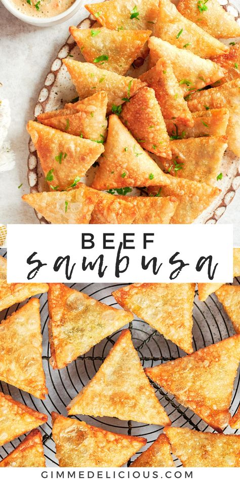 Sambusak Meat, Ethiopian Sambusa Recipe, Sambusak Recipe, Sambusa Recipe, Beef Samosa Recipe, Fried Pastries, Beef Samosa, East Recipes, Vegan Soul Food